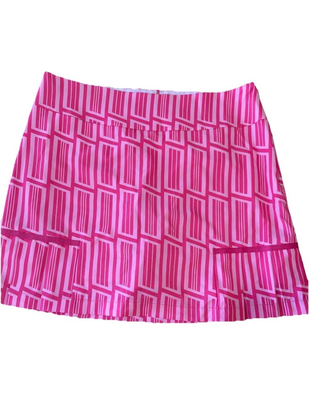 GOLFTINI Skort Sz 8 Side Zip Skirt Pink Geometric Wonder Women Pleats Pocket